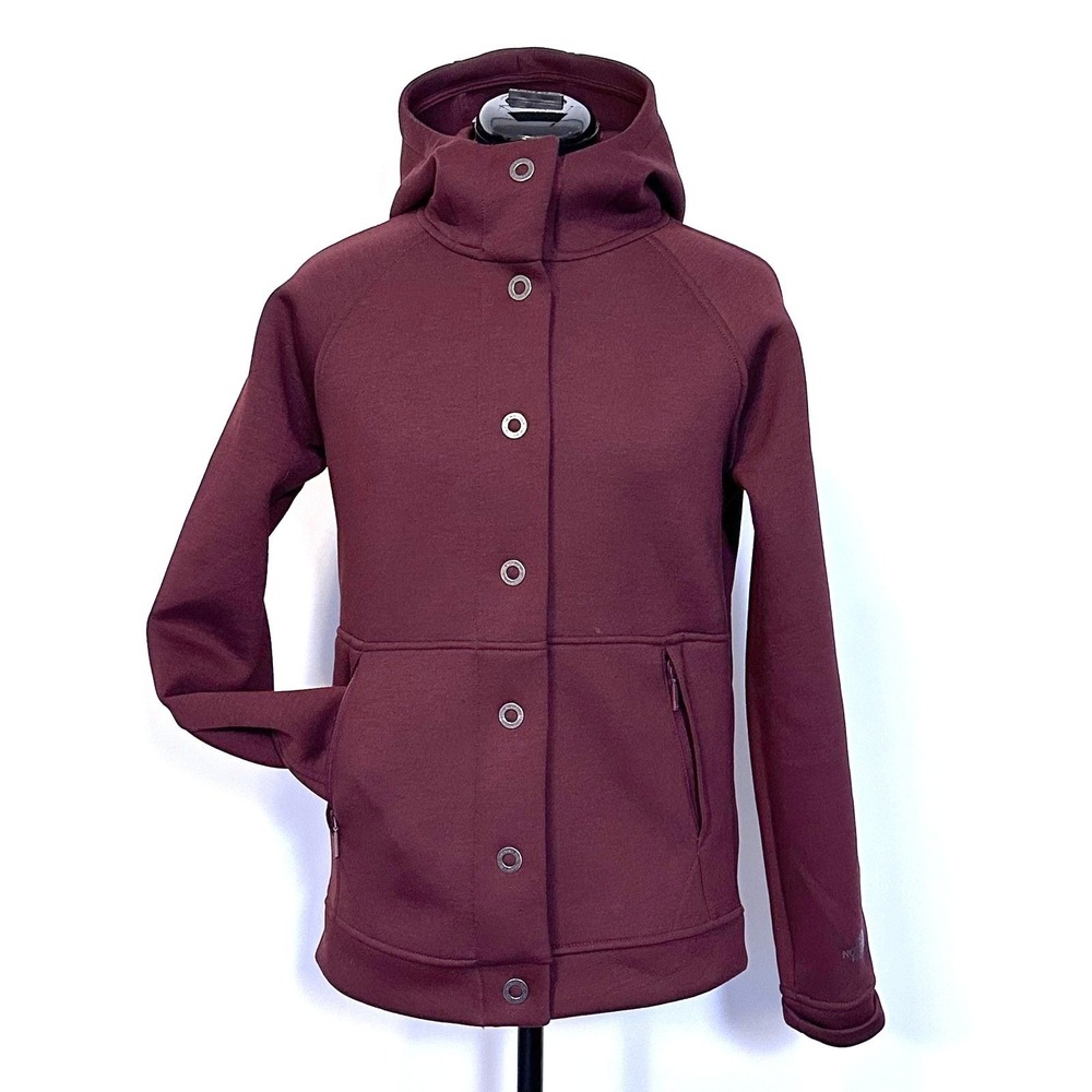 The North Face Agave Hooded Jacket Snap Front Small Burgundy Red NF0A2TFG Womens
